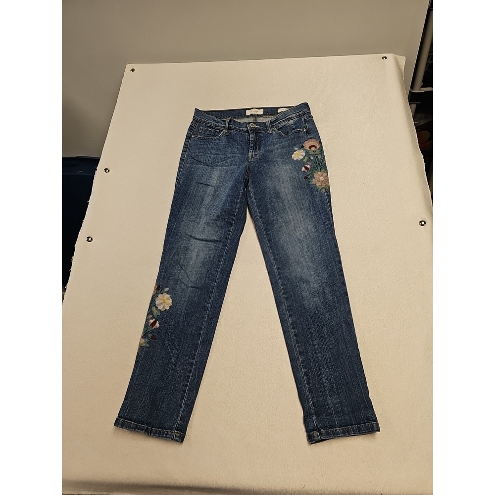 Jessica Simpson Mika Best Friend Floral Embroidered Jeans Medium Wash Size 25